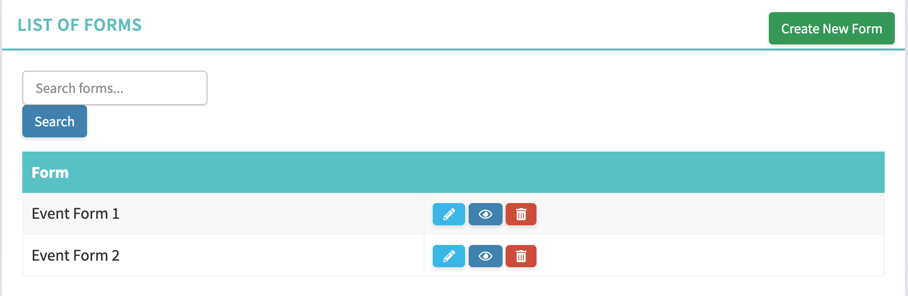 Forms list under Club Tools